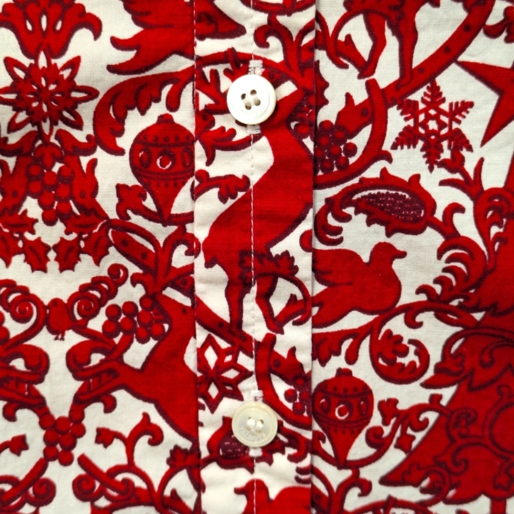 Talbots White And Red Christmas Tree Holiday Button Up Shirt sz 8 Reindeer Dove - Picture 8 of 10